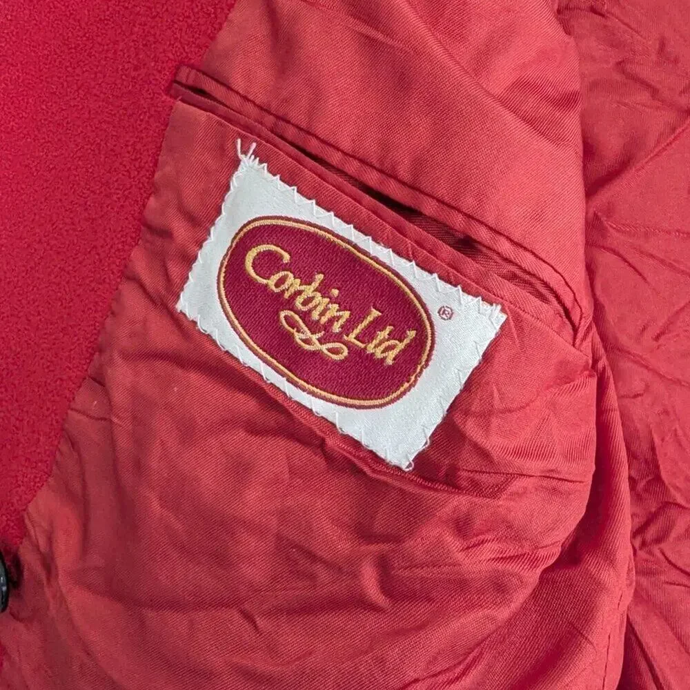 Vintage Red Wool and Velvet Cropped Double Breasted Jacket Red Coat